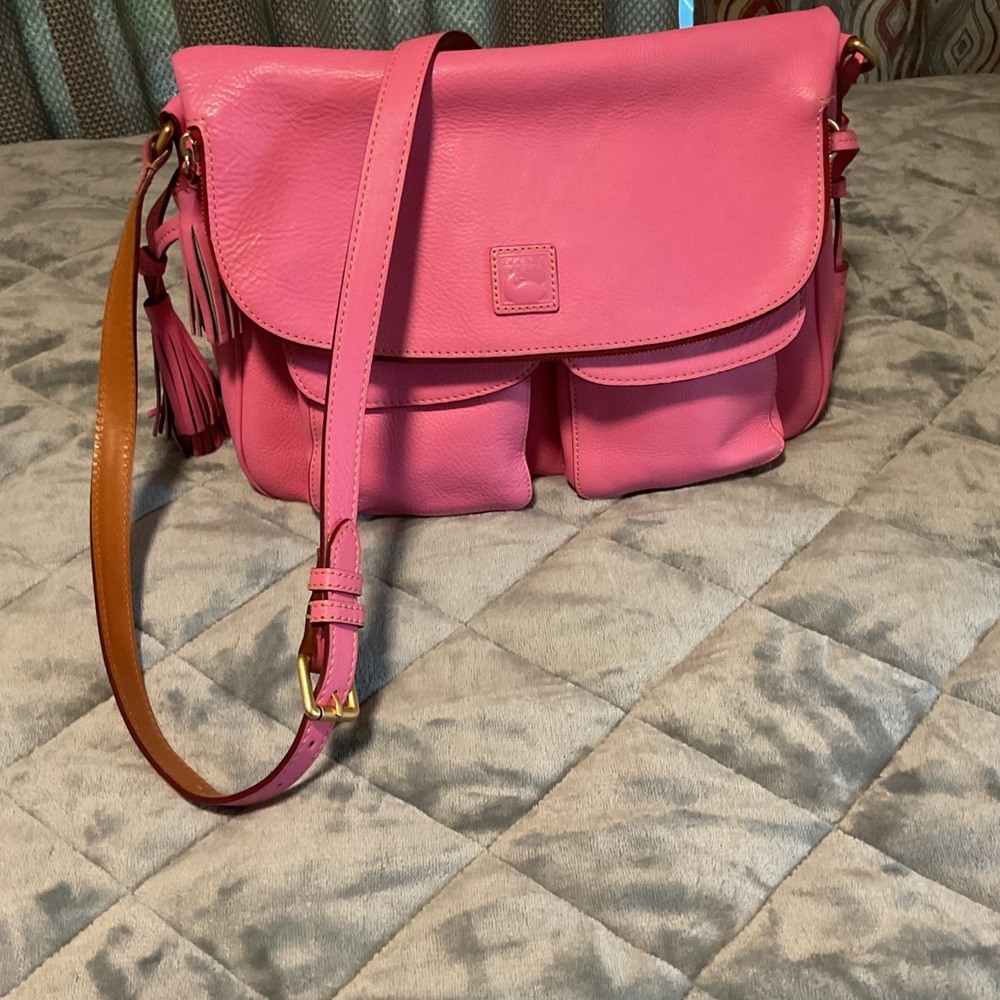 Dooney & Bourke Pink Crossbody Bag with Tan Strap
